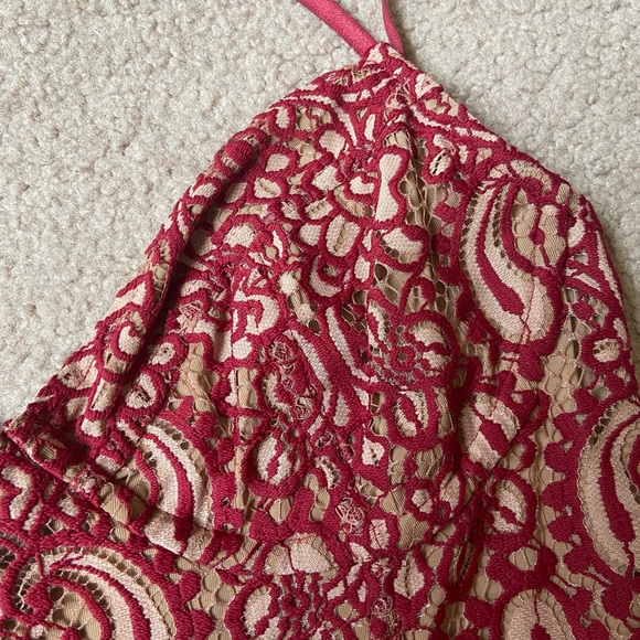 For Love‎ & Lemons Vika Red Nude Alice Corset Mini Dress Size Large - Picture 13 of 16